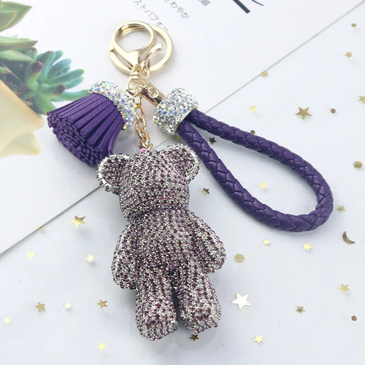 Luxury Crystal Bear Tassel Keychain