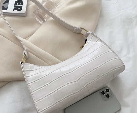 White Croc Mini Tote