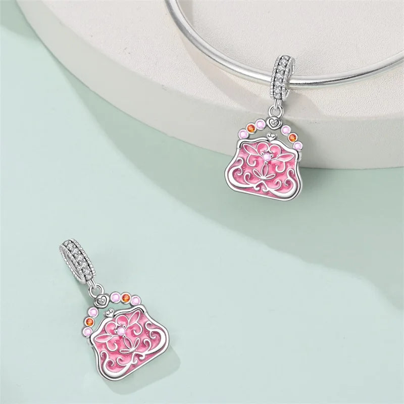 925 Pink Vintage Bag Bracelet Charm