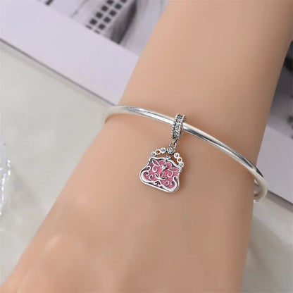 925 Pink Vintage Bag Bracelet Charm