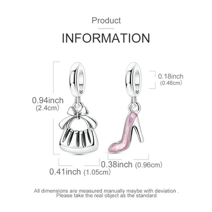 925 Sterling Silver Handbag & High‑Heel Dangle Charms